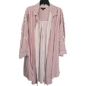 Torrid Women's Striped Duster Open‎ Front Cardigan Top Size 1 Rust White